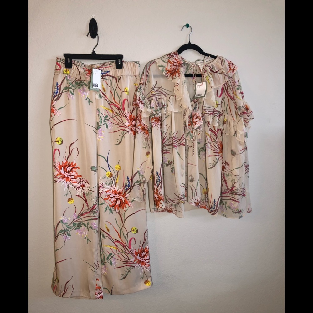 H&M Set Pants (M) Blouse (S)
